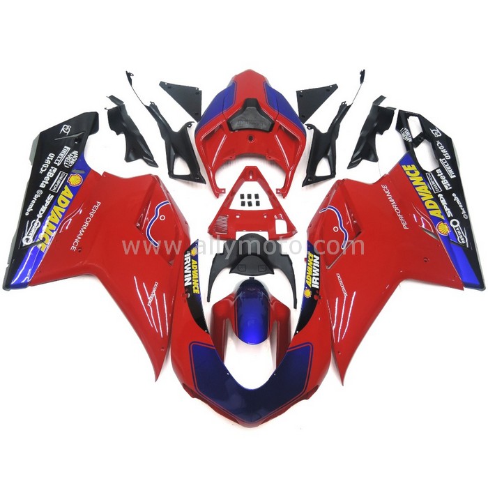 035 Fairing Ducati 848 1098 1198 2007 - 2012 Advance Red Blue